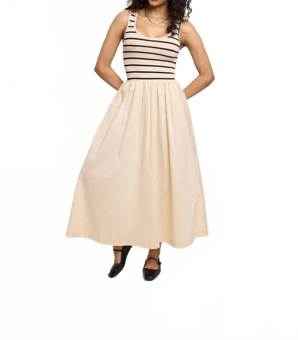 NEW HUNTER & BROWN knit poplin dress in black and ivory